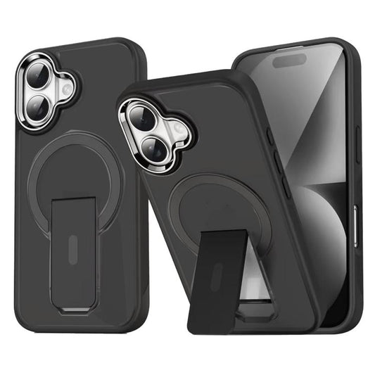 For iPhone 17 Acrylic Hybrid TPU MagSafe Holder Phone Case(Black) - iPhone 17 Cases by buy2fix | Online Shopping UK | buy2fix