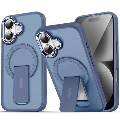 For iPhone 17 Acrylic Hybrid TPU MagSafe Holder Phone Case(Dark Blue) - iPhone 17 Cases by buy2fix | Online Shopping UK | buy2fix