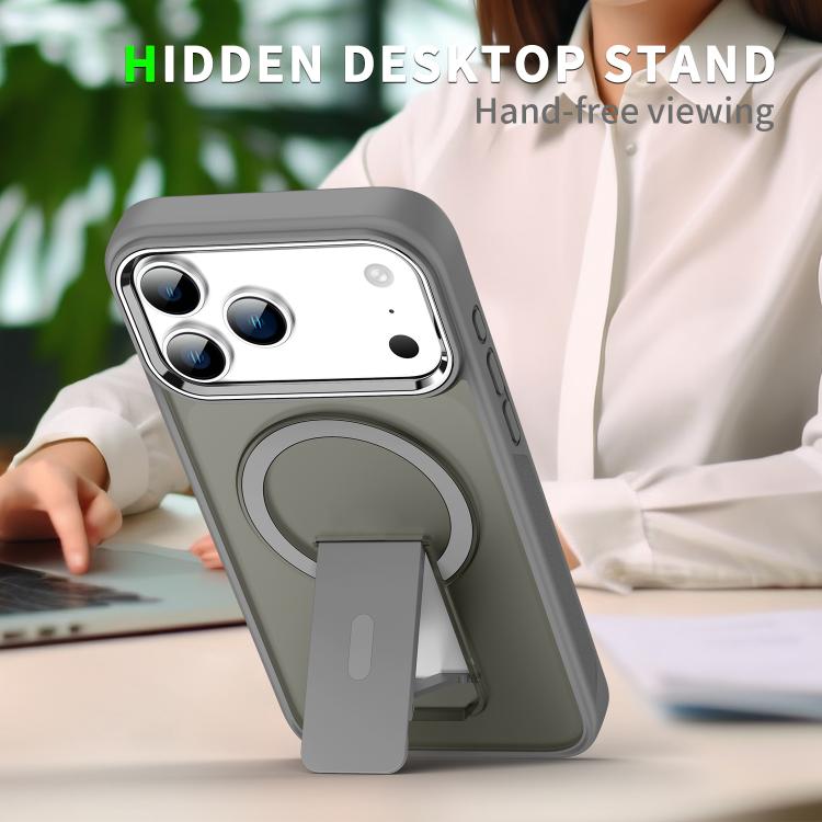 For iPhone 17 Acrylic Hybrid TPU MagSafe Holder Phone Case(Dark Blue) - iPhone 17 Cases by buy2fix | Online Shopping UK | buy2fix