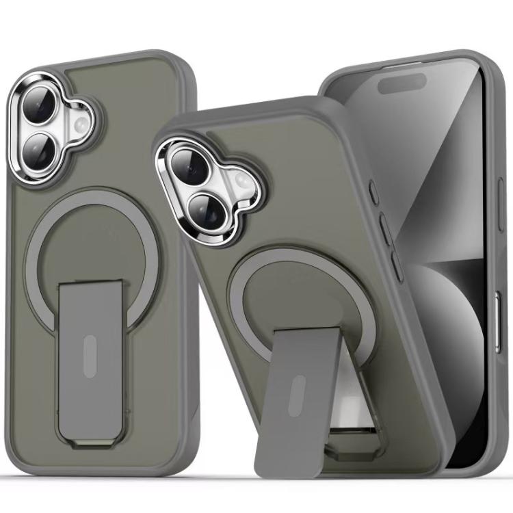 For iPhone 17 Acrylic Hybrid TPU MagSafe Holder Phone Case(Titanium Grey) - iPhone 17 Cases by buy2fix | Online Shopping UK | buy2fix