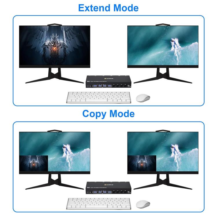 KC-KVM402DP 8K 30Hz 4 Input 2 Output DP / USB3.0 Dual Monitor KVM Switch, AU Plug - Switch by buy2fix | Online Shopping UK | buy2fix