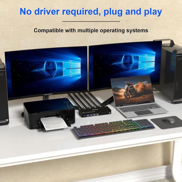 KC-KVM402DP 8K 30Hz 4 Input 2 Output DP / USB3.0 Dual Monitor KVM Switch, UK Plug - Switch by buy2fix | Online Shopping UK | buy2fix