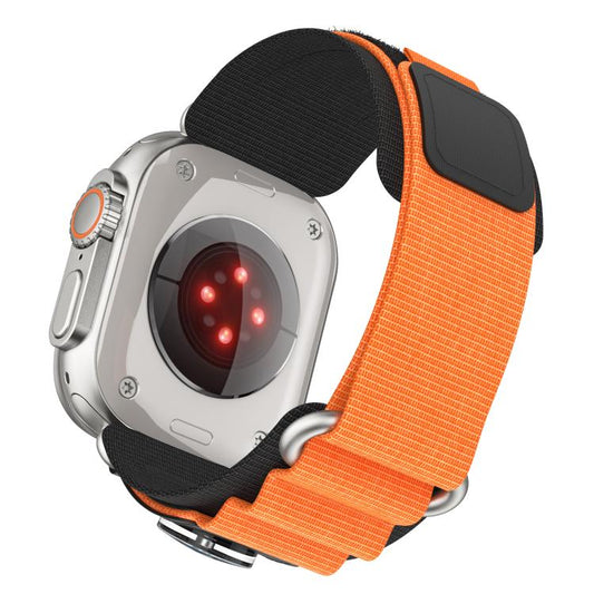 For Apple Watch 46mm / 49mm / 45mm / 44mm Kalebol Compass Nylon Loop Watch Strap(Black Orange) - Watch Bands by Kalebol | Online Shopping UK | buy2fix