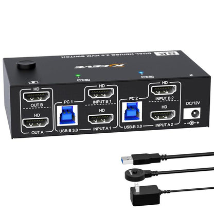KC-KVM8202 8K 60Hz USB3.0 / HDMI 2-Port Dual Monitor KVM Switch, US Plug - Switch by buy2fix | Online Shopping UK | buy2fix