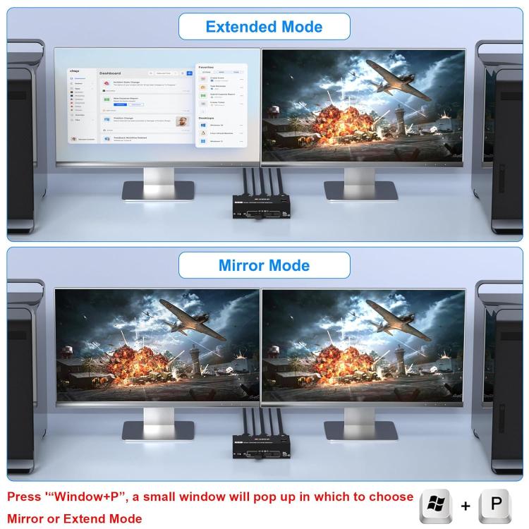 KC-KVM8202 8K 60Hz USB3.0 / HDMI 2-Port Dual Monitor KVM Switch, EU Plug - Switch by buy2fix | Online Shopping UK | buy2fix