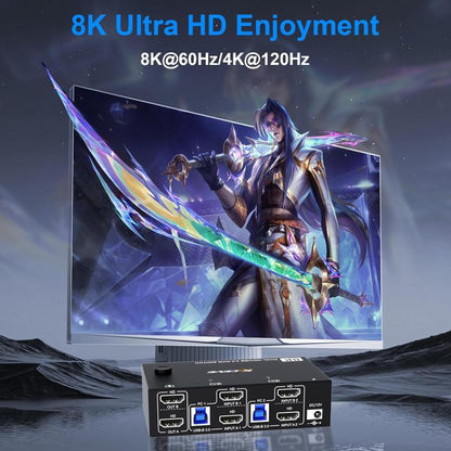 KC-KVM8202 8K 60Hz USB3.0 / HDMI 2-Port Dual Monitor KVM Switch, AU Plug - Switch by buy2fix | Online Shopping UK | buy2fix
