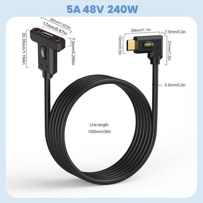 240W Type-C Male Elbow to Type-C Female Screw Fixed Panel Extension Cable with Ear, Length:0.6m - Cable & Adapters by buy2fix | Online Shopping UK | buy2fix