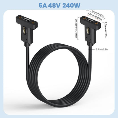 USB4 Type-C Female Ear to Type-C Female Ear Screw Fixed Panel Extension Cable, Length:1.8m - Cable & Adapters by buy2fix | Online Shopping UK | buy2fix