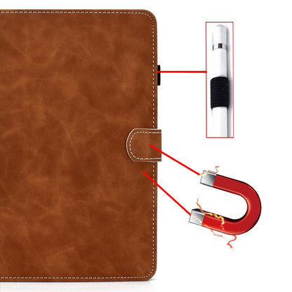 For iPad Air 2022 / 2020 10.9 Cowhide Texture Horizontal Flip Leather Case with Holder & Card Slots & Sleep / Wake-up Function(Brown) - iPad Air (2022) / (2020) 10.9 Cases by buy2fix | Online Shopping UK | buy2fix
