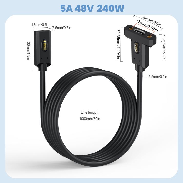 USB4 Type-C Female to Type-C Female Ear Screw Fixed Panel Extension Cable, Length:1.8m - Cable & Adapters by buy2fix | Online Shopping UK | buy2fix