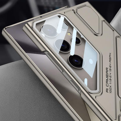 For Samsung Galaxy S24 Ultra 5G GKK Mech Style Ultra-thin Folding Holder Phone Case, Not Included Pen(Mountain Gray) - Galaxy S24 Ultra 5G Cases by GKK | Online Shopping UK | buy2fix