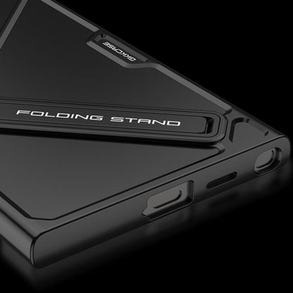For Samsung Galaxy S24 Ultra 5G GKK Mech Style Ultra-thin Folding Holder Phone Case, Not Included Pen(Black) - Galaxy S24 Ultra 5G Cases by GKK | Online Shopping UK | buy2fix