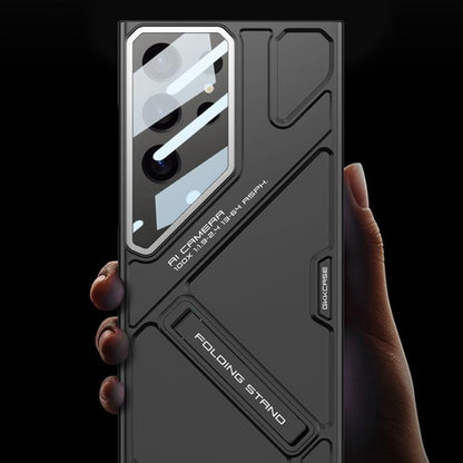For Samsung Galaxy S24 Ultra 5G GKK Mech Style Ultra-thin Folding Holder Phone Case, Not Included Pen(Black) - Galaxy S24 Ultra 5G Cases by GKK | Online Shopping UK | buy2fix