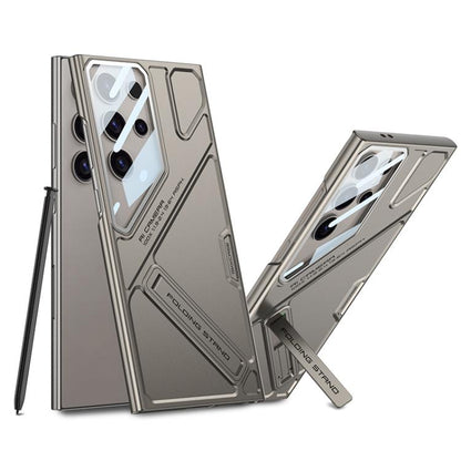 For Samsung Galaxy S24 Ultra 5G GKK Mech Style Ultra-thin Folding Holder Phone Case, Not Included Pen(Titanium Gray) - Galaxy S24 Ultra 5G Cases by GKK | Online Shopping UK | buy2fix