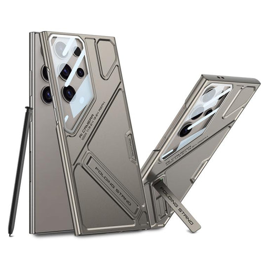 For Samsung Galaxy S24 Ultra 5G GKK Mech Style Ultra-thin Folding Holder Phone Case, Not Included Pen(Titanium Gray) - Galaxy S24 Ultra 5G Cases by GKK | Online Shopping UK | buy2fix