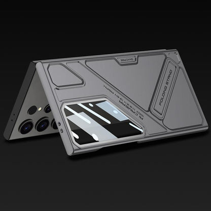 For Samsung Galaxy S24 Ultra 5G GKK Mech Style Ultra-thin Folding Holder Phone Case, Not Included Pen(Titanium Gray) - Galaxy S24 Ultra 5G Cases by GKK | Online Shopping UK | buy2fix