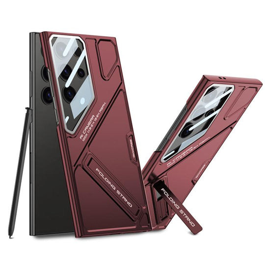 For Samsung Galaxy S24 Ultra 5G GKK Mech Style Ultra-thin Folding Holder Phone Case, Not Included Pen(Red)