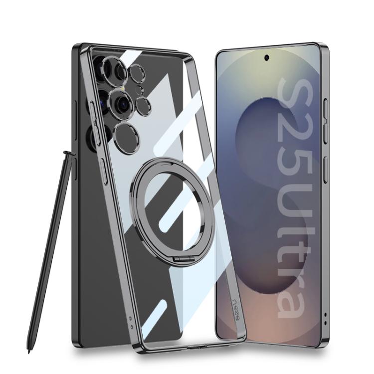 For Samsung Galaxy S25 Ultra 5G GKK PC Phone Case with Magnetic Rotating Holder, Not Included Pen(Black) - Galaxy S25 Ultra 5G Cases by GKK | Online Shopping UK | buy2fix