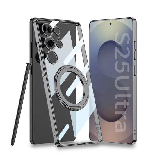 For Samsung Galaxy S25 Ultra 5G GKK PC Phone Case with Magnetic Rotating Holder, Not Included Pen(Black) - Galaxy S25 Ultra 5G Cases by GKK | Online Shopping UK | buy2fix
