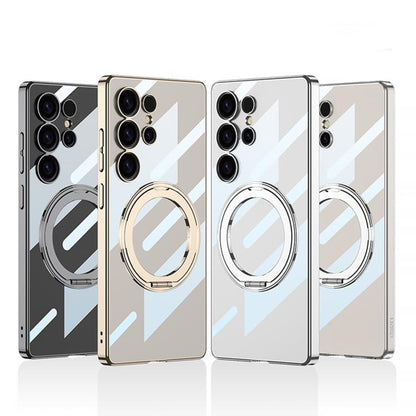 For Samsung Galaxy S25 Ultra 5G GKK PC Phone Case with Magnetic Rotating Holder, Not Included Pen(Silver) - Galaxy Phone Cases by GKK | Online Shopping UK | buy2fix