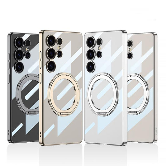 For Samsung Galaxy S25 Ultra 5G GKK PC Phone Case with Magnetic Rotating Holder, Not Included Pen(Silver) - Galaxy Phone Cases by GKK | Online Shopping UK | buy2fix