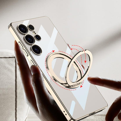 For Samsung Galaxy S25 Ultra 5G GKK PC Phone Case with Magnetic Rotating Holder, Not Included Pen(Silver) - Galaxy Phone Cases by GKK | Online Shopping UK | buy2fix