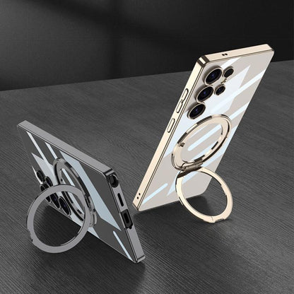 For Samsung Galaxy S25 Ultra 5G GKK PC Phone Case with Magnetic Rotating Holder, Not Included Pen(Silver) - Galaxy Phone Cases by GKK | Online Shopping UK | buy2fix