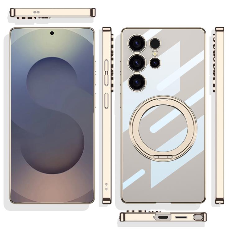 For Samsung Galaxy S25 Ultra 5G GKK PC Phone Case with Magnetic Rotating Holder, Not Included Pen(Silver) - Galaxy Phone Cases by GKK | Online Shopping UK | buy2fix