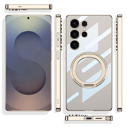 For Samsung Galaxy S25 Ultra 5G GKK PC Phone Case with Magnetic Rotating Holder, Not Included Pen(Silver) - Galaxy Phone Cases by GKK | Online Shopping UK | buy2fix