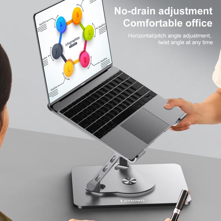 Lenovo Thinkplus ZJA7 360 Degree Rotating Laptop Heat Dissipation Metal Holder(Silver) - Laptop Stand by Lenovo | Online Shopping UK | buy2fix