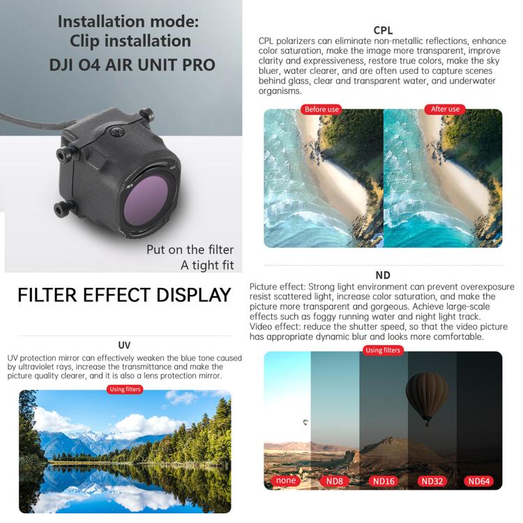 For DJI O4 Air Unit Pro / Avata 2 JSR YB Series Camera Lens Filter, Filter:3 in 1 CPL ND8/16 - Lens Filter by JSR | Online Shopping UK | buy2fix