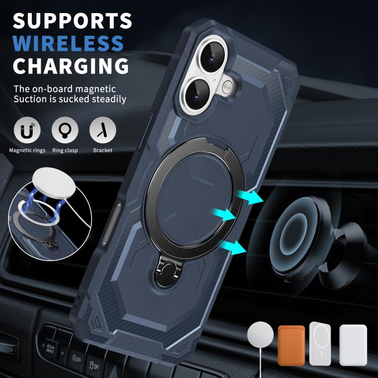 For iPhone 17 Frosted MagSafe Holder Phone Case(Blue) - iPhone 17 Cases by buy2fix | Online Shopping UK | buy2fix