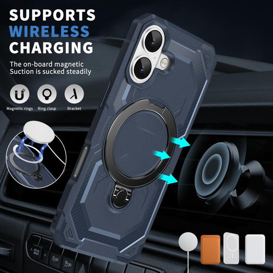 For iPhone 17 Frosted MagSafe Holder Phone Case(Blue) - iPhone 17 Cases by buy2fix | Online Shopping UK | buy2fix