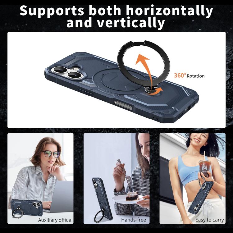 For iPhone 17 Frosted MagSafe Holder Phone Case(Blue) - iPhone 17 Cases by buy2fix | Online Shopping UK | buy2fix