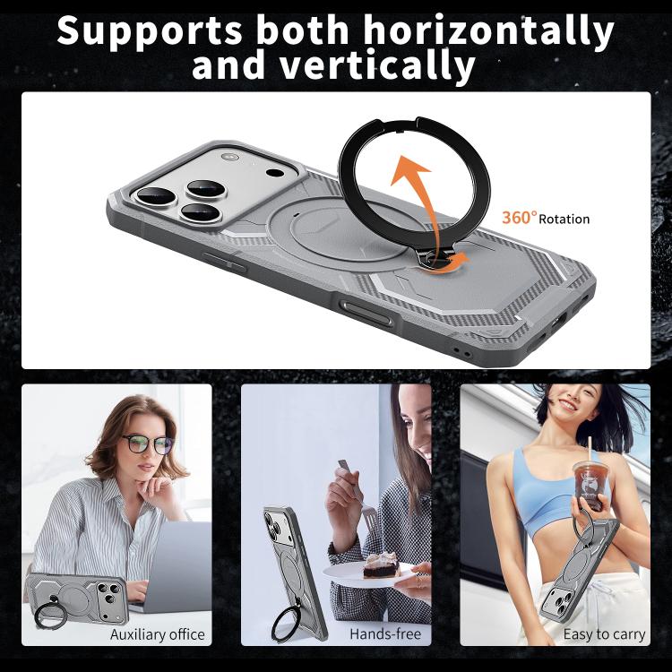 For iPhone 17 Pro Max Frosted MagSafe Holder Phone Case(Grey) - iPhone 17 Pro Max Cases by buy2fix | Online Shopping UK | buy2fix