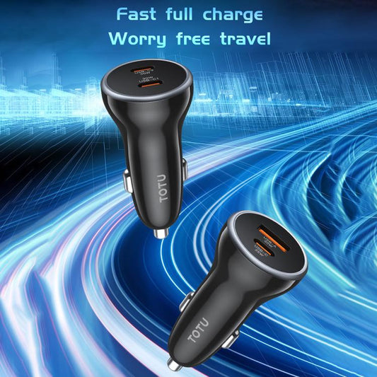 TOTU CC-6 60W USB-C / Type-C Dual Ports Fast Charging Car Charger(Black) - Car Charger by TOTUDESIGN | Online Shopping UK | buy2fix