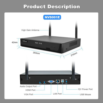 SriHome NVS001E-IPC039B 5MP 8CH HD NVR Wireless Cameras Set, Plug:AU Plug - Video Recorder Kit by SriHome | Online Shopping UK | buy2fix