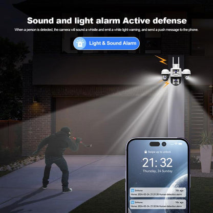 SriHome SH069 8MP 3X Digital Zoom HD Quad-lens Security Camera, Plug:US Plug - Wireless Camera by SriHome | Online Shopping UK | buy2fix