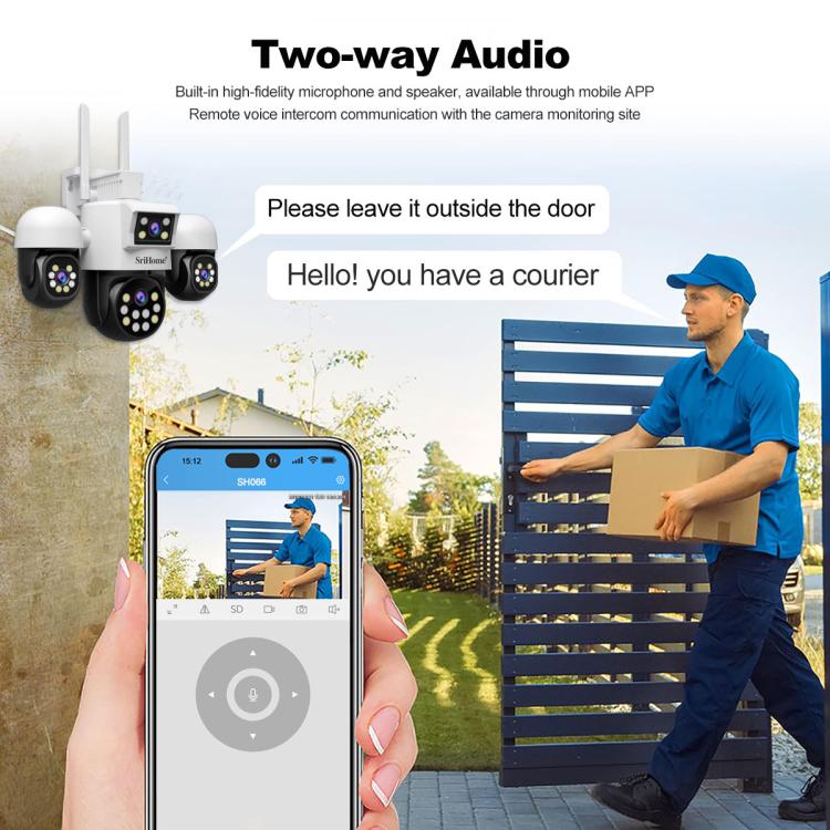 SriHome SH069 8MP 3X Digital Zoom HD Quad-lens Security Camera, Plug:US Plug - Wireless Camera by SriHome | Online Shopping UK | buy2fix