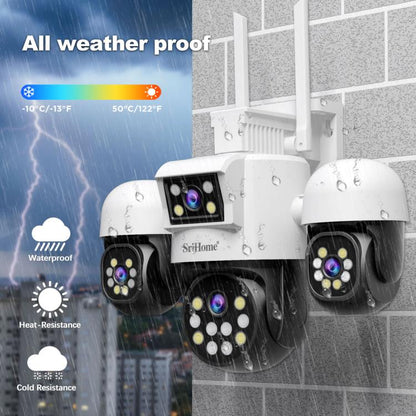SriHome SH069 8MP 3X Digital Zoom HD Quad-lens Security Camera, Plug:UK Plug - Wireless Camera by SriHome | Online Shopping UK | buy2fix