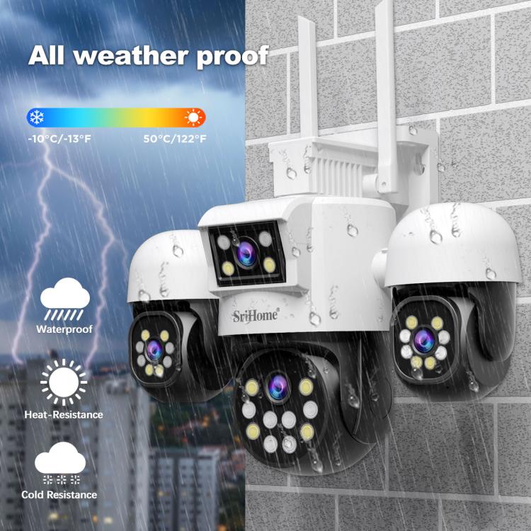 SriHome SH069 8MP 3X Digital Zoom HD Quad-lens Security Camera, Plug:EU Plug - Wireless Camera by SriHome | Online Shopping UK | buy2fix