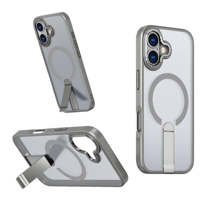 For iPhone 17 Star Shine Series TPU + PC MagSafe Phone Case with Fold Holder(Grey) - iPhone 17 Cases by buy2fix | Online Shopping UK | buy2fix