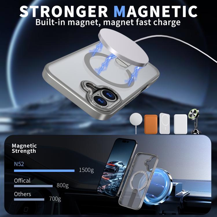 For iPhone 17 Star Shine Series TPU + PC MagSafe Phone Case with Fold Holder(Grey) - iPhone 17 Cases by buy2fix | Online Shopping UK | buy2fix