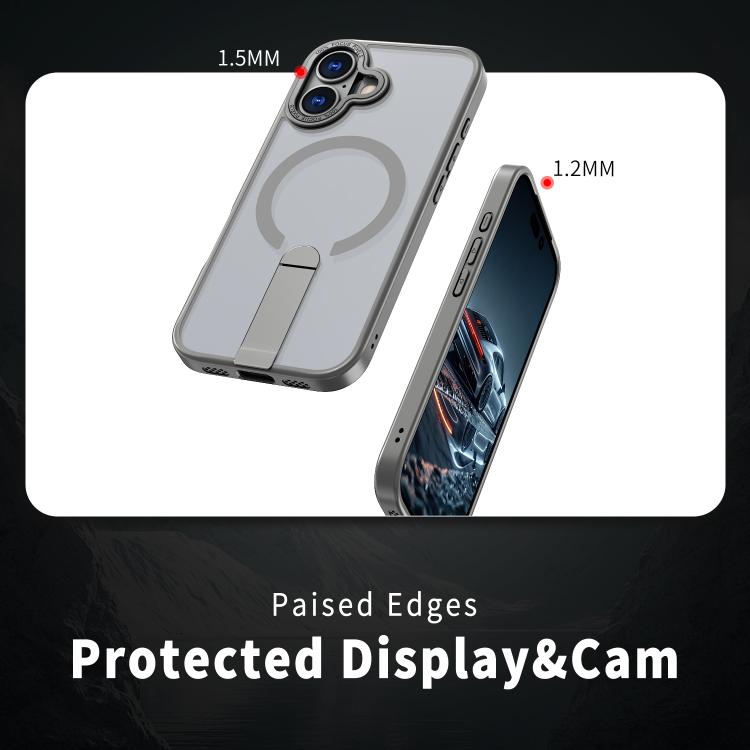 For iPhone 17 Star Shine Series TPU + PC MagSafe Phone Case with Fold Holder(Grey) - iPhone 17 Cases by buy2fix | Online Shopping UK | buy2fix