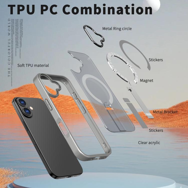 For iPhone 17 Star Shine Series TPU + PC MagSafe Phone Case with Fold Holder(Grey) - iPhone 17 Cases by buy2fix | Online Shopping UK | buy2fix