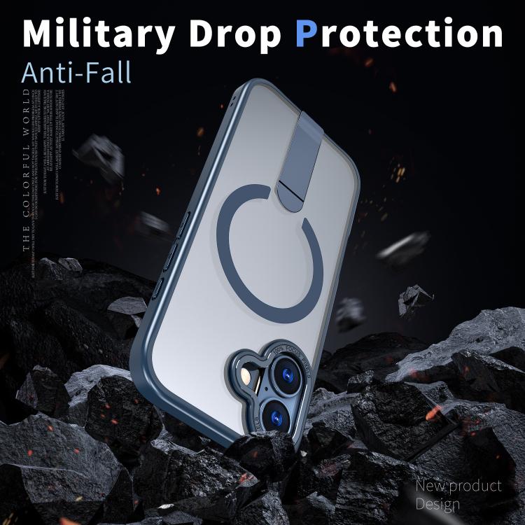 For iPhone 17 Star Shine Series TPU + PC MagSafe Phone Case with Fold Holder(Navy Blue) - iPhone 17 Cases by buy2fix | Online Shopping UK | buy2fix