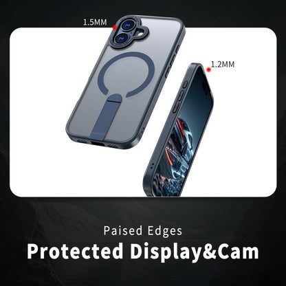 For iPhone 17 Star Shine Series TPU + PC MagSafe Phone Case with Fold Holder(Navy Blue) - iPhone 17 Cases by buy2fix | Online Shopping UK | buy2fix