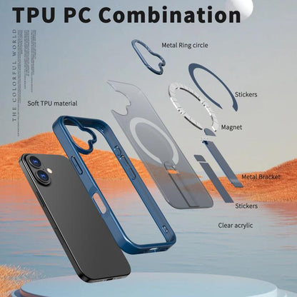 For iPhone 17 Star Shine Series TPU + PC MagSafe Phone Case with Fold Holder(Navy Blue) - iPhone 17 Cases by buy2fix | Online Shopping UK | buy2fix