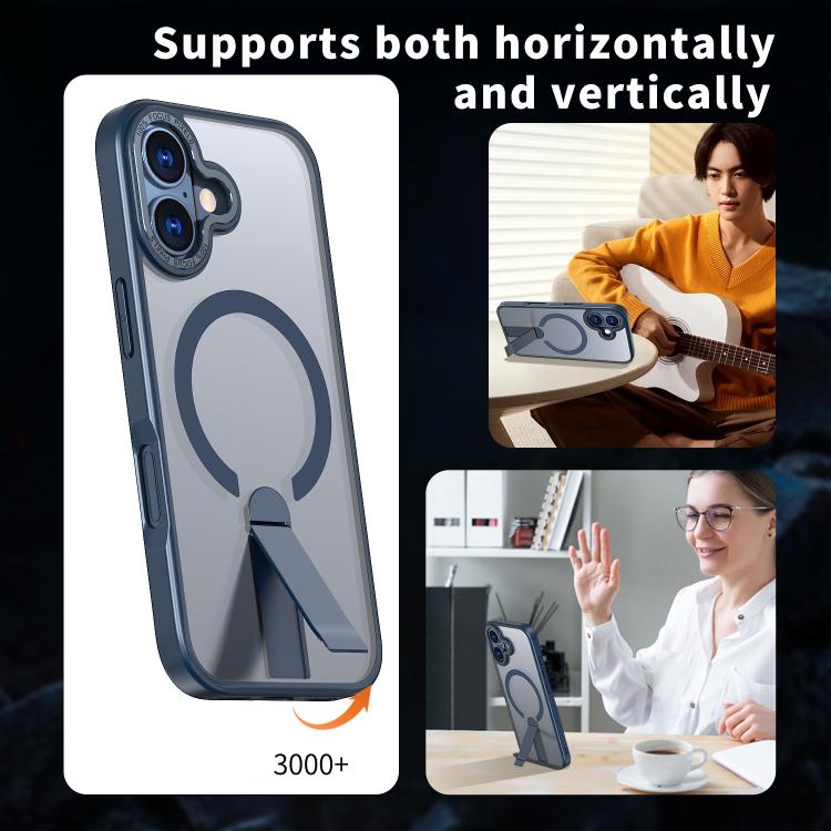 For iPhone 17 Star Shine Series TPU + PC MagSafe Phone Case with Fold Holder(Navy Blue) - iPhone 17 Cases by buy2fix | Online Shopping UK | buy2fix