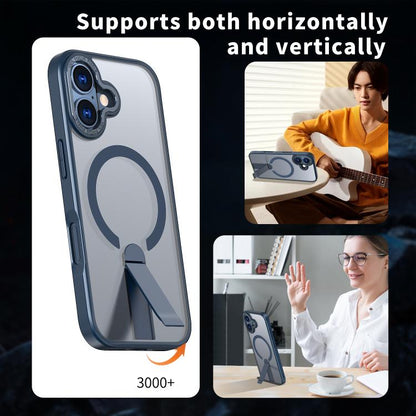 For iPhone 17 Star Shine Series TPU + PC MagSafe Phone Case with Fold Holder(Navy Blue) - iPhone 17 Cases by buy2fix | Online Shopping UK | buy2fix